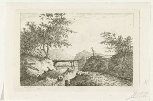Bridge by a waterfall