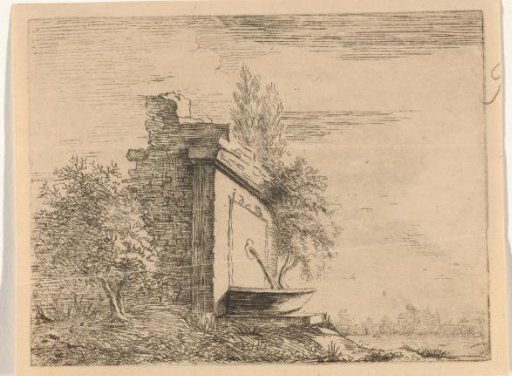 Fountain against a Ruined Wall