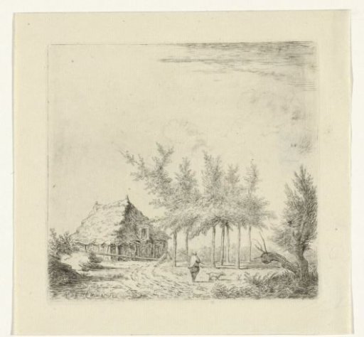 Man with Dog at a Farm