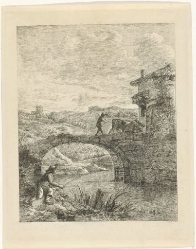 Fisherman by a bridge