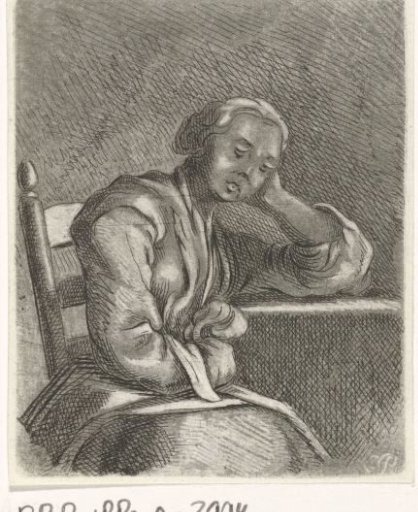 Sleeping girl at a table