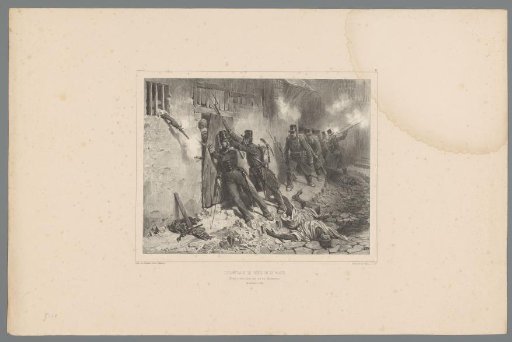 French soldiers in combat with the Arabs, commander Th. le Blanc lies dead in the street, 13 October 1837