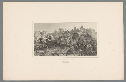 Carts carrying wounded driving away while the French and Arabs fight, 24 November 1836