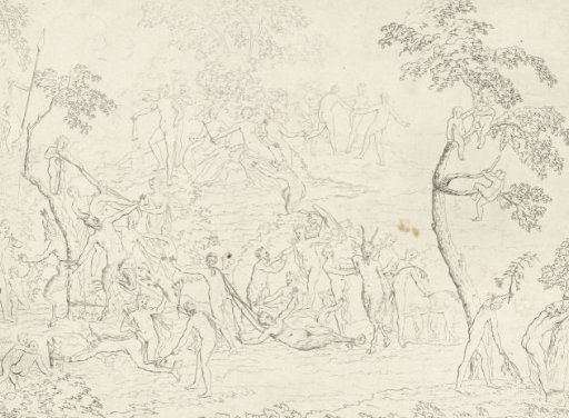 Satyrs scourged by nymphs
