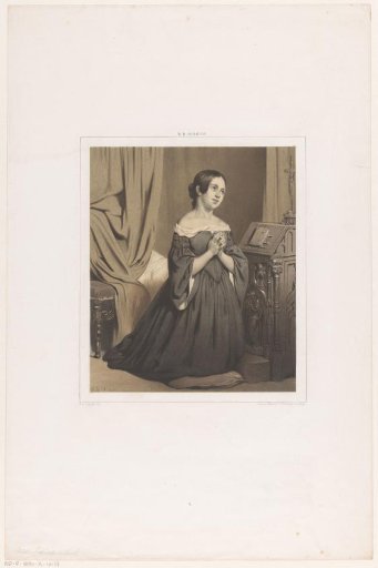 Kneeling woman in prayer