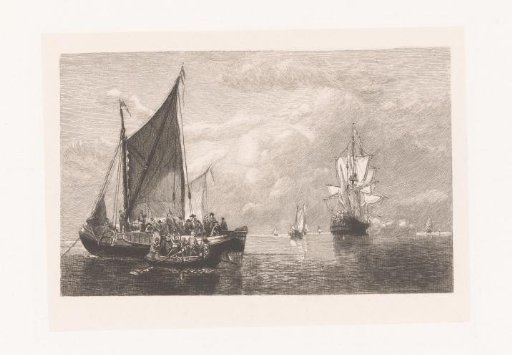 Seascape with a ship carrying soldiers