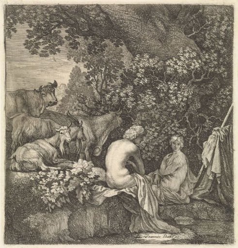 Shepherds by a Pond