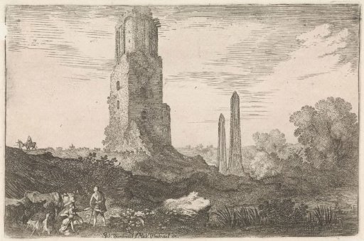 Landscape with two obelisks and the 'Torre delle Militie'