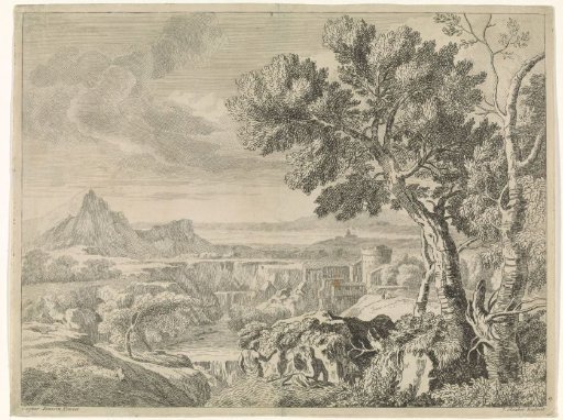 Landscape with ravine and waterfall