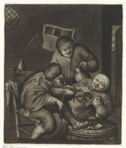 Two men and a violin player