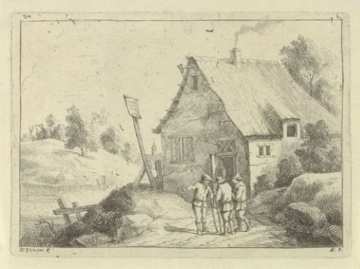 Men talking in front of a house