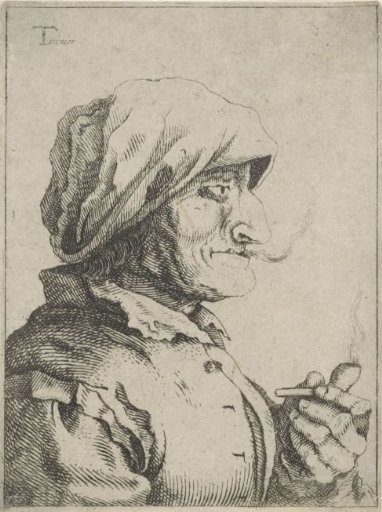 Old woman smoking a pipe