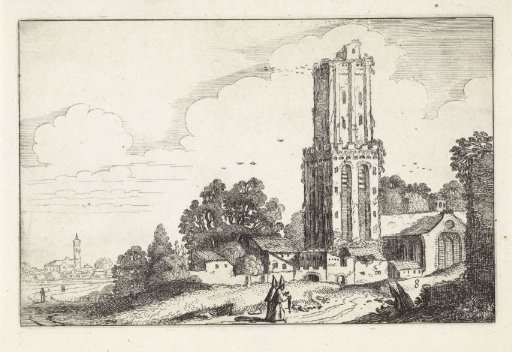 Landscape with a ruined church tower