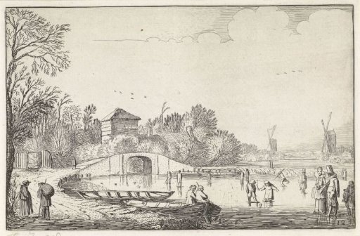 Winter Landscape with Skaters by a Bridge