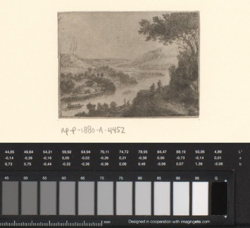 Hilly Landscape with River and Two Rowing Boats