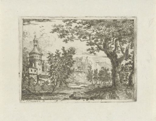 Landscape with round tower