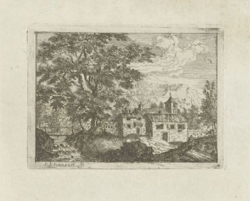 Fortified house by a waterfall