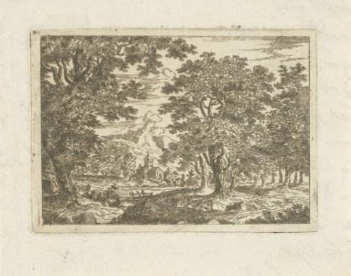 Landscape with stone building