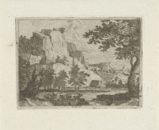 Rock in a river landscape