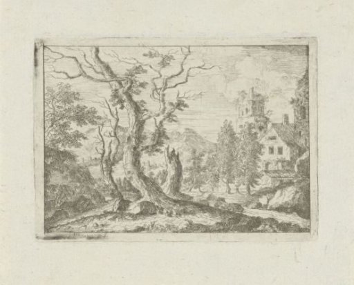 Three dead trees on a hill