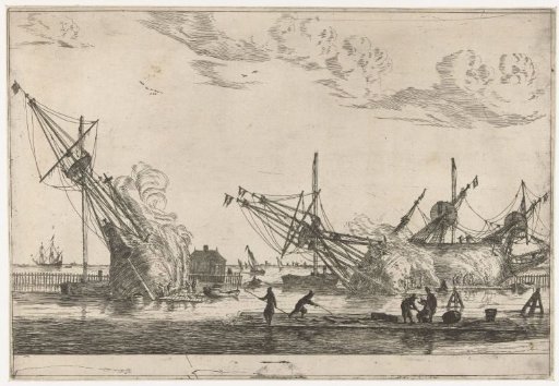 Caulking the hulls of three fluyts