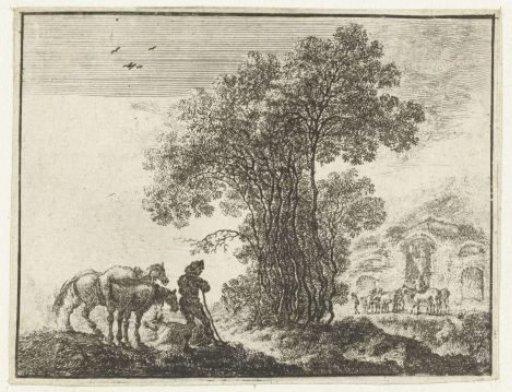 Landscape with a peasant and two horses