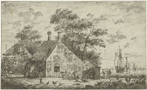 Farmhouse by a river