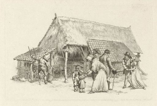 Group before a farmhouse