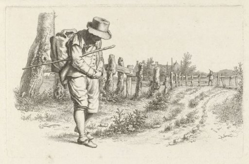 Traveller on a country road