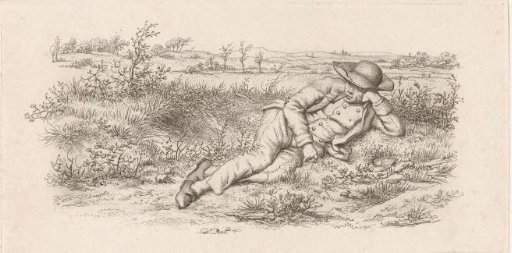 Lying man in a landscape