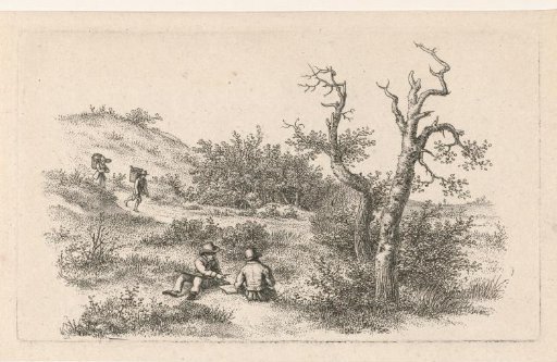 Sketchers in a dune landscape