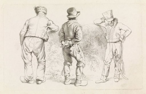 Study sheet with three standing figures