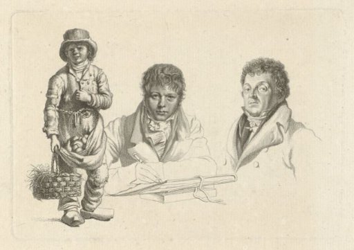 Portraits of J.P. Visser Bender and P.Pz. Barbiers next to a boy