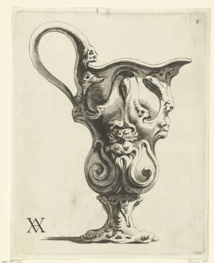 Ewer with fringed ornaments and masks