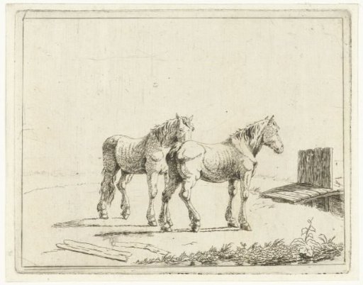 Pastoral Landscape with Two Horses at a Small Bridge