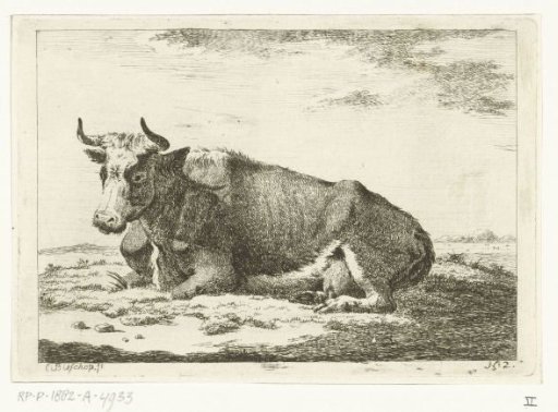 Landscape with a Lying Cow with Horns