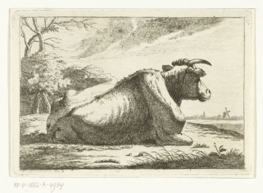 Landscape with a Lying Cow Seen from Behind