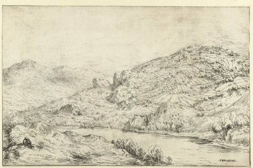 Mountainous Landscape with Painter