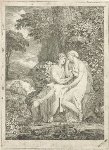 Orpheus comforts Eurydice