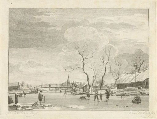 Skaters near a village