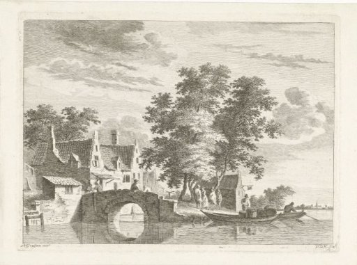 Village view with a stone bridge