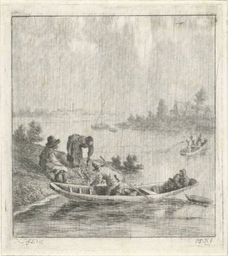 Fishermen on a river