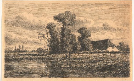 Landscape with ditch and farm