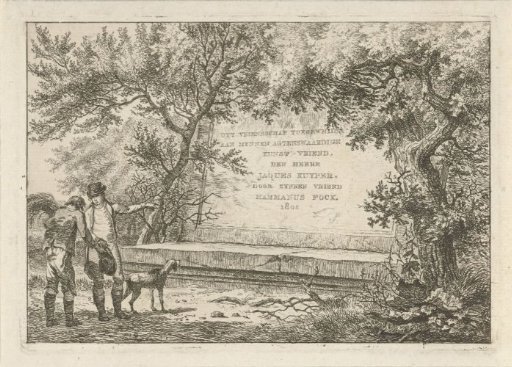 Two Men at a Stone Cartouche