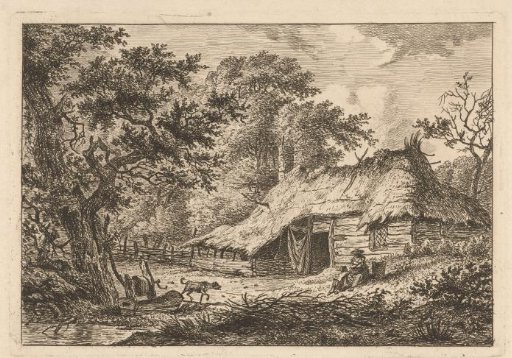 Farm with Woman, Child and Dog