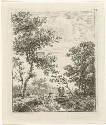 Landscape with two men on a bridge