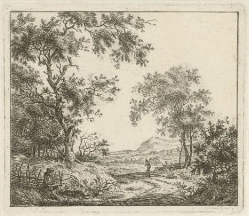 Landscape with a draftsman and a stroller