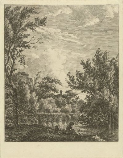 Landscape with woman at the waterside