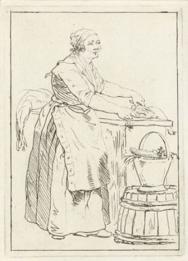 Woman cleaning fish
