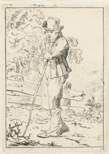 Man leaning on a staff